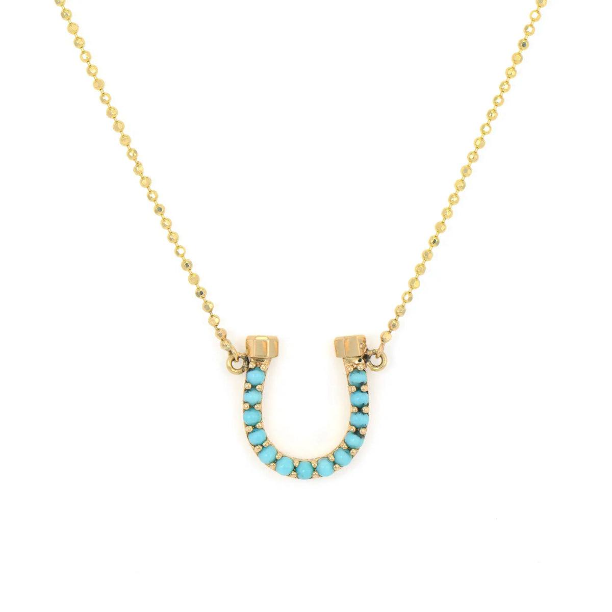 Three Stories Double Sided Turquoise Lucky Horseshoe Necklace