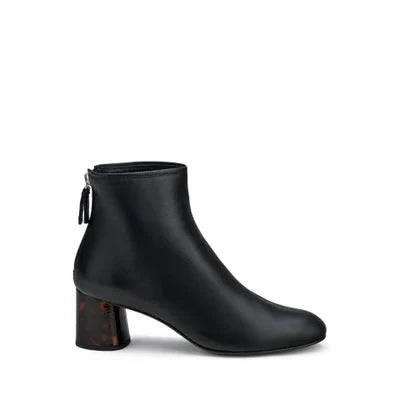 AGL Black Leather Boot with Tortoise Heel