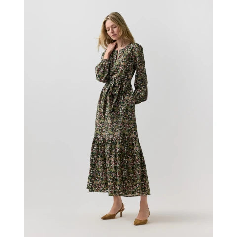 Ann Mashburn Aba Maxi Dress in Olive Silk