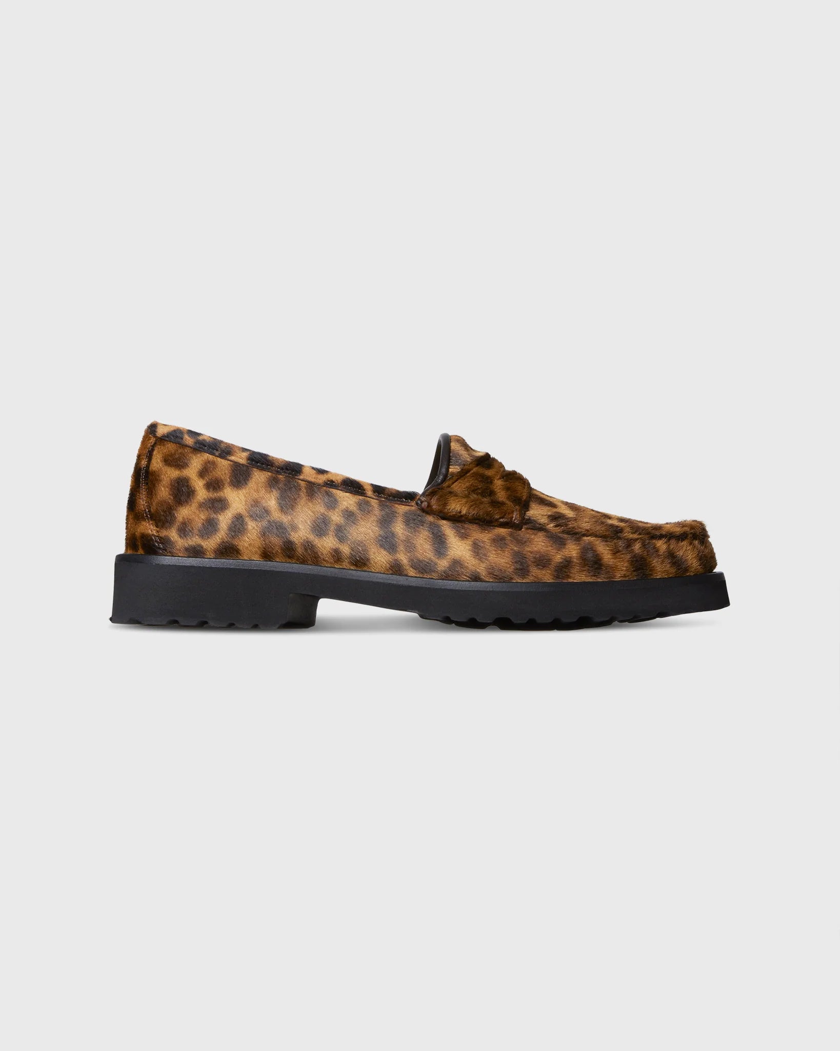 Ann Mashburn Lug Sole Loafer in Savannah Leopard Calf Hair