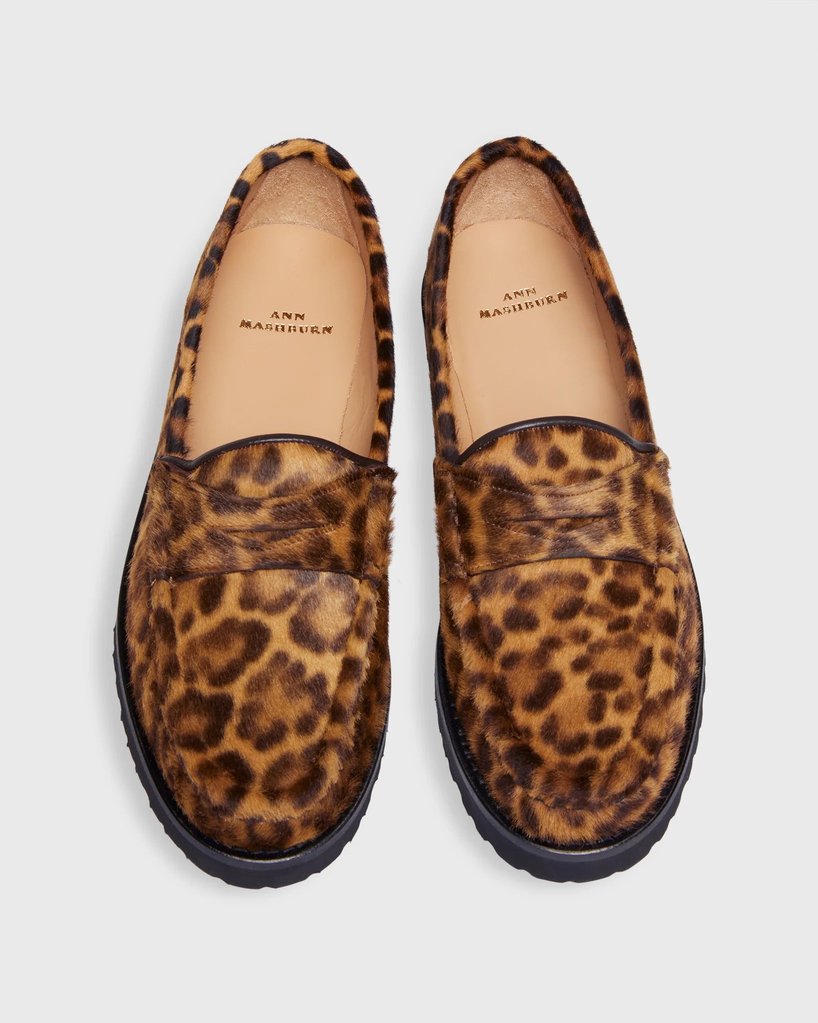 Ann Mashburn Lug Sole Loafer in Savannah Leopard Calf Hair