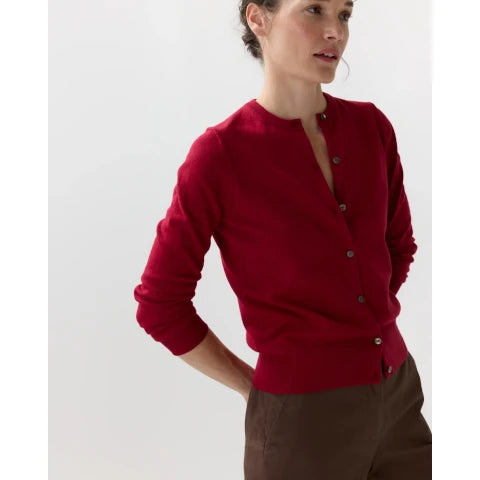 Ann Mashburn Rosie Cardigan in Deep Red Cotton Cashmere