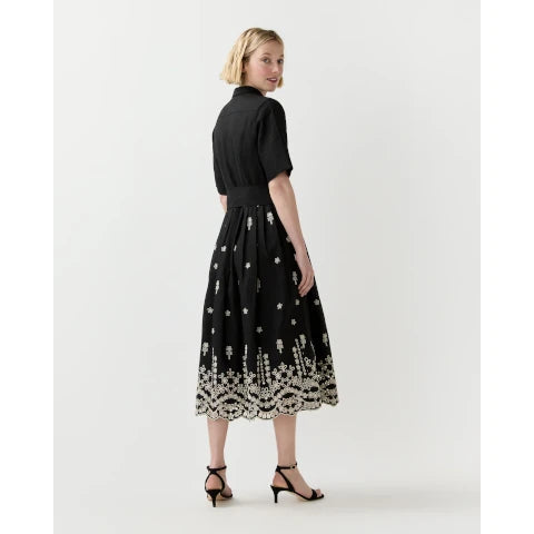 Ann Mashburn Short-Sleeved Classic Shirtwaist Dress in Black