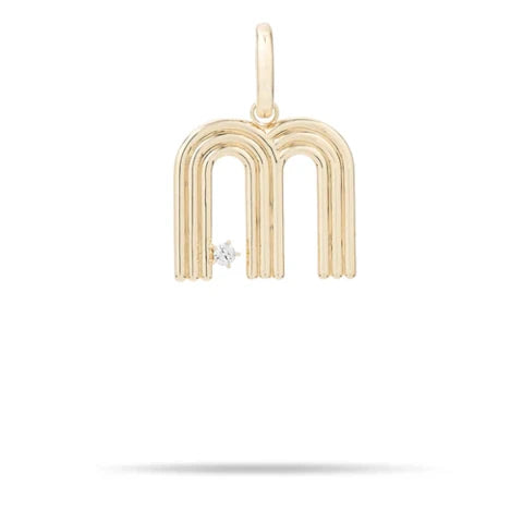 Adina Reyter Groovy Diamond Initial Hinged Charm - M