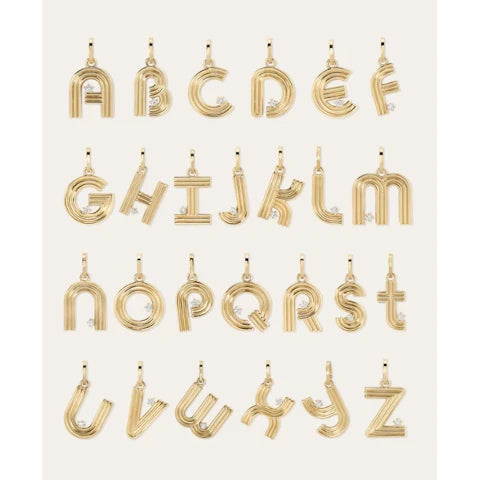 Adina Reyter Groovy Diamond Initial Hinged Charm, Letter R