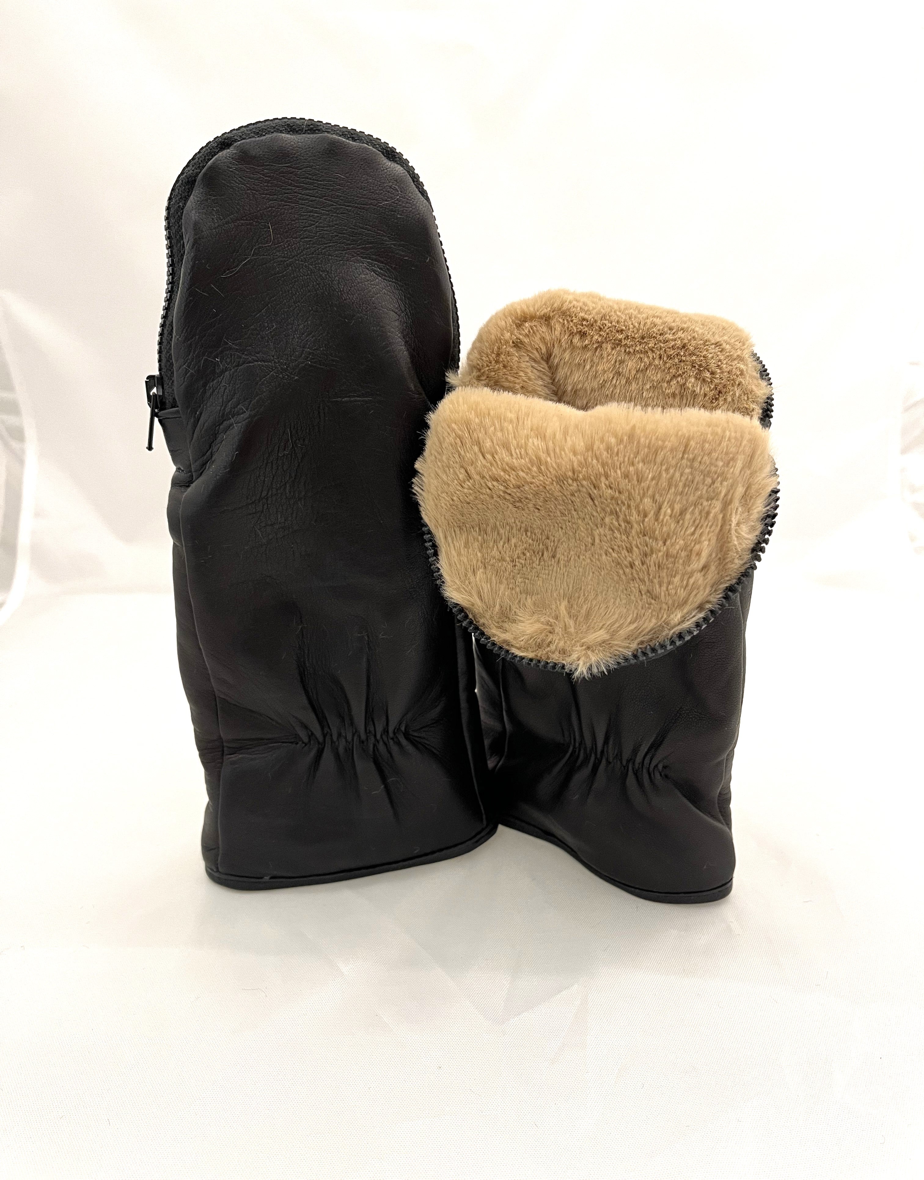 Alpo Faux Fur Lined Zipper Mittens