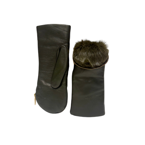 Aristide Fur Lined Zipper Mittens