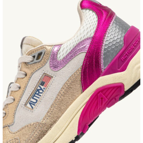 Autry Hyperway Sneaker in Fuschia and Gold