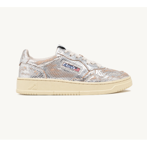 Autry Silver Snake Medalist Low Sneaker