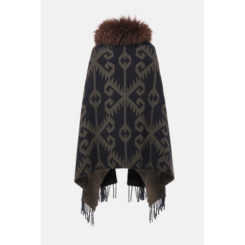 Bazar Deluxe Wool Stole with Fur Trim