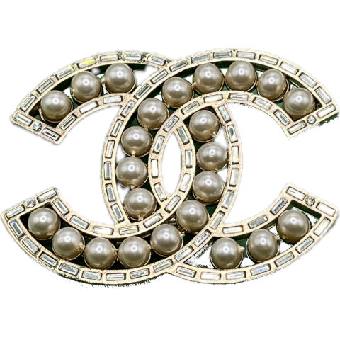 Chanel Brooch with Crystal Baguettes and Pearlls
