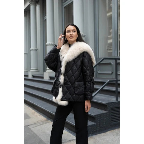 Diomi Designs Puffer Coat with Fox Trim