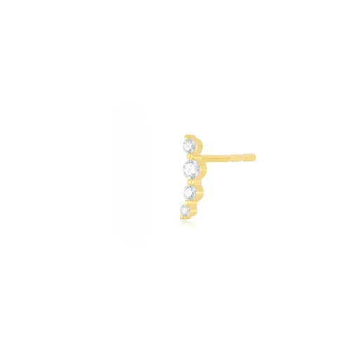 EF Collection Single Prong Set Diamond Arc Stud Earring - Left Ear
