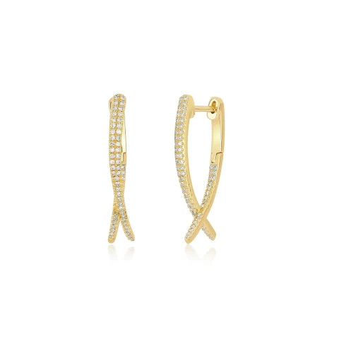 EF Collection Pair of Diamond Loop Hoop Earrings