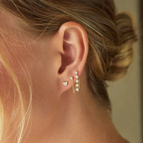 Full Cut Diamond Mini Heart Stud Earring