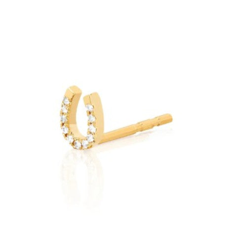 EF Collection Single Diamond Mini Horseshoe Stud Earring