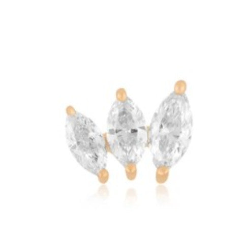 EF Collection Single Marquise Mini Fan Stud Earring - Left Ear