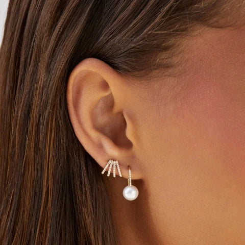 EF Collection Pearl Ball Drop Earrings