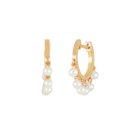 EF Collection Pearl Shimmy Huggie Earrings
