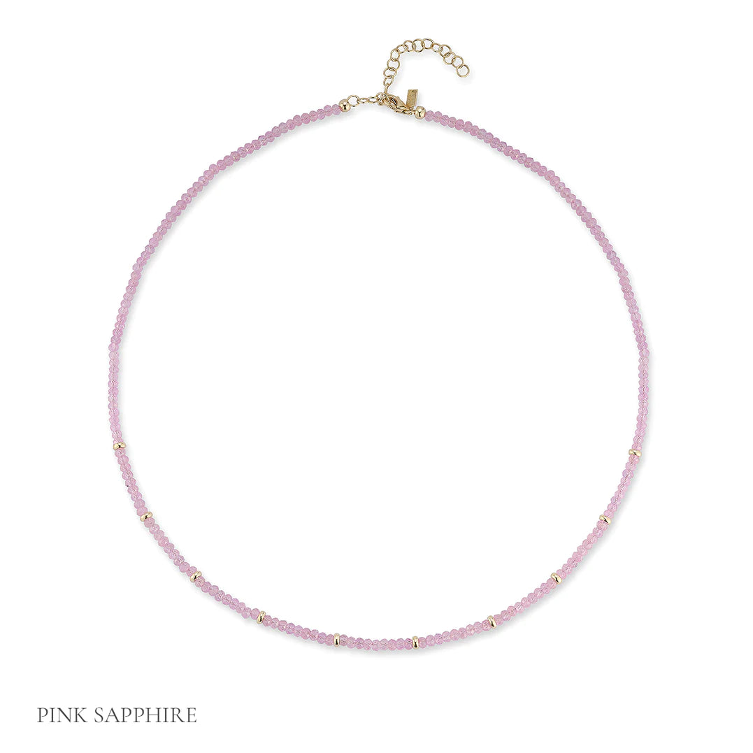 EF Collection Birthstone Bead Necklace in Pink Sapphire