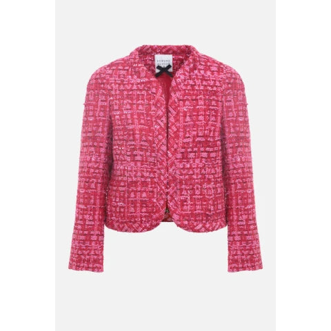 Edward Achour Short Tweed Jacket in Pink and Red