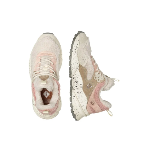 Flower Mountain Kotetsu Teddy Ivory and Pink Sneaker