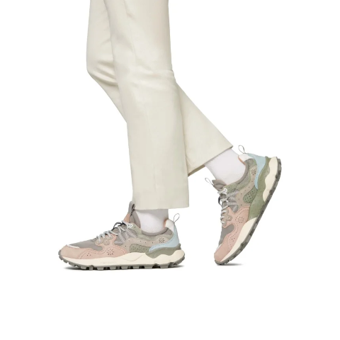 Flower Mountain Yamano 3 Uni Suede and Nylon Pink/Grey Sneaker