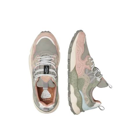 Flower Mountain Yamano 3 Uni Suede and Nylon Pink/Grey Sneaker