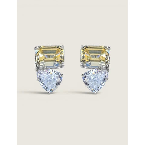 Fantasia Toi et Moi Pear and Canary Emerald-Cut Earrings
