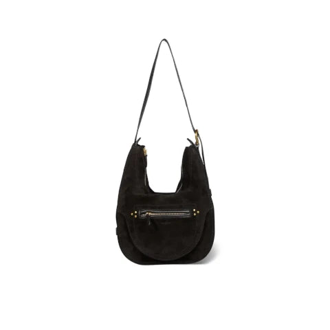 Jerome Dreyfuss Dino Shoulder Bag in Black Suede