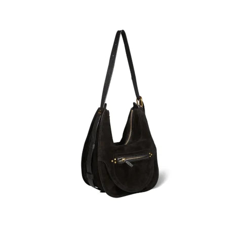 Jerome Dreyfuss Dino Shoulder Bag in Black Suede