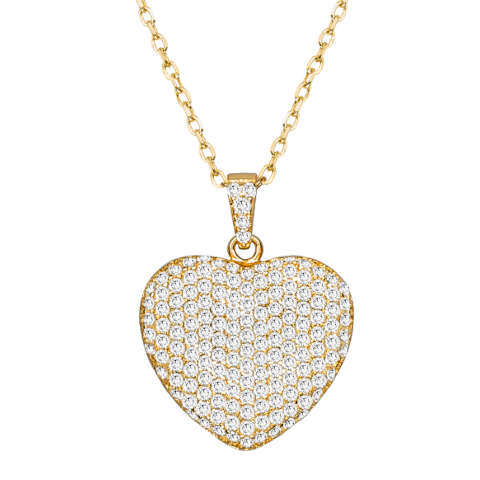 Janis Savitt Pave Crystal and Gold Heart Necklace