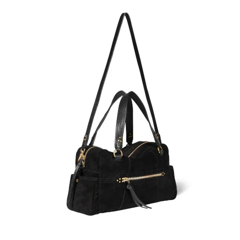Jerome Dreyfuss Lucky Bowling Handbag in Black Suede