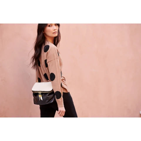Kempton & Co. Mini Rough Night - Natural Shearling and Black Leather Handbag