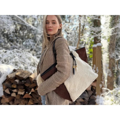 Kempton Tounton Tote - Nat Shearling and Bronze Suede