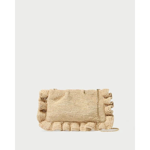 Loeffler Randall Mavis Natural Raffia Ruffle Clutch