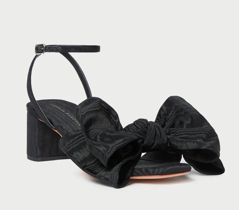 Loeffler Randall Carmen Black Moiré Bow Sandal
