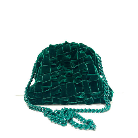 Maria La Rosa Velvet Woven Clutch