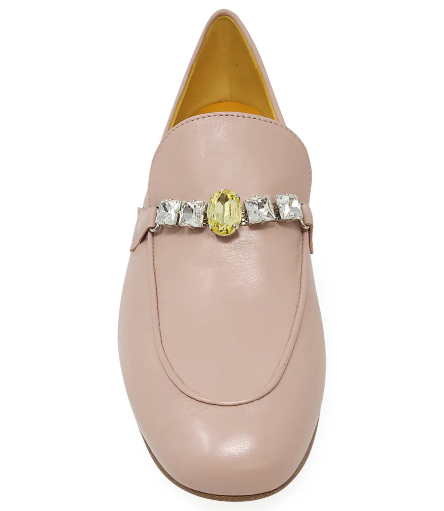 Madison Maison Pink Leather Jeweled Loafer