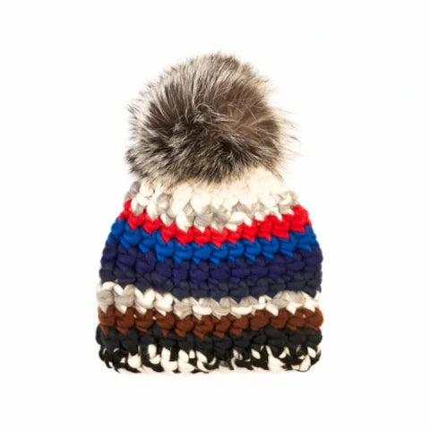 Mischa Lampert Deep Ski Beanie Stripe with Fox Pom