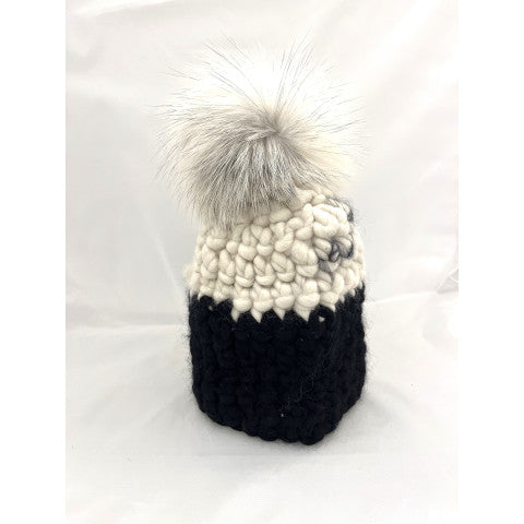 Mischa Lampert Black and White Color Block Beanie