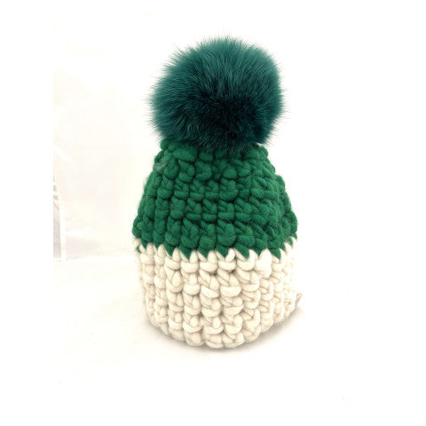 Mischa Lampert Color Block Beanie - Green and Ivory