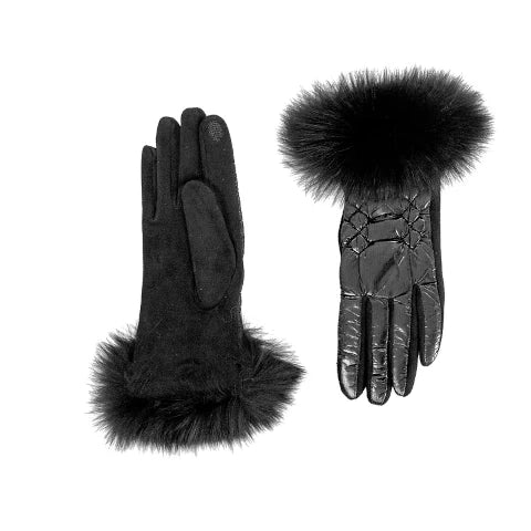 Mitchie's Matchings Black Shiny Puffer Gloves