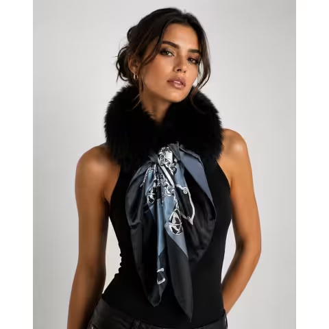 Mitchie's Matchings Fox Collar with Silk Scarf