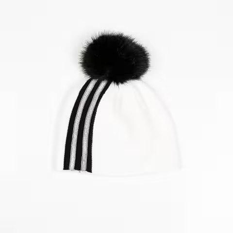 Mitchie's Matchings Triple Stripe Beanie with Fox Pom