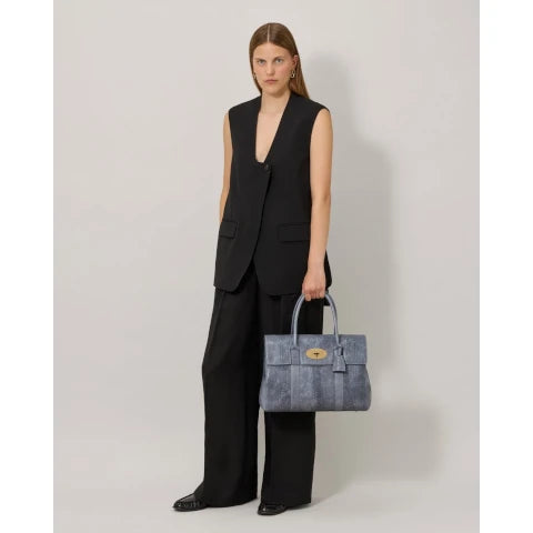 Mulberry Bayswater in Foggy Grey Waxed Snake Print