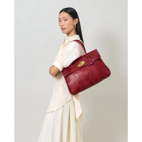 Mulberry Bayswater in Apple Red Waxed Snake Print