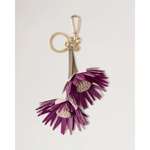 Mulberry Dahlia Flower Keyring