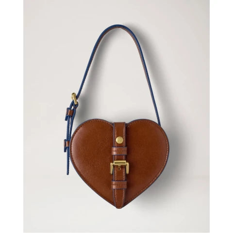 Mulberry Roxanne Mini Heart Bag in Oak with Blue Trim