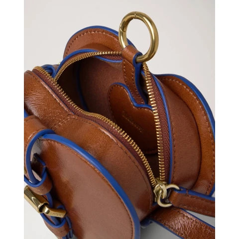 Mulberry Roxanne Mini Heart Bag in Oak with Blue Trim